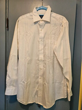 Lanesboro Men’s White Dress Shirt Large 16 34/35 100% Cotton Non Iron 32"